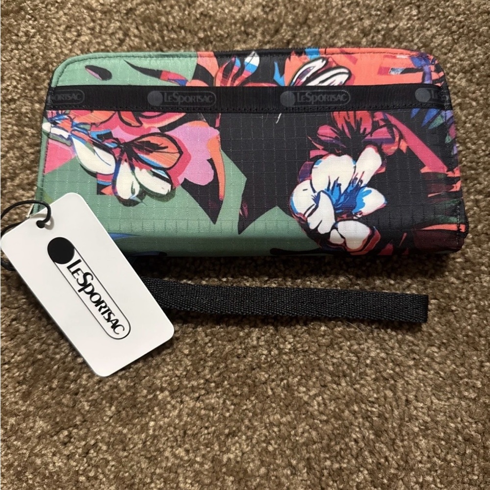 LeSportsac Tech Wallet Wristlet Haleiwa Palm New